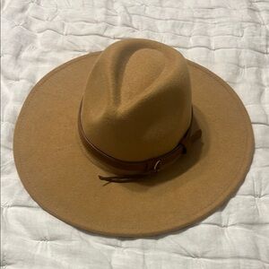 Stylish Tan Wide-Brim Hat
